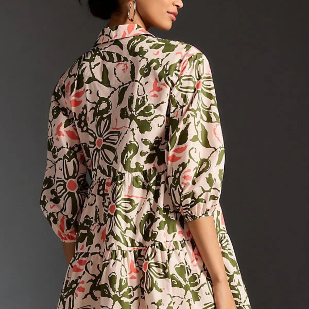 Maeve by Anthropologie Floral Tiered Shirt Dress – Size Medium - Picture 2 of 7